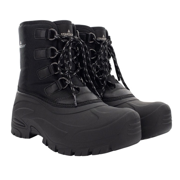 New Staheekum Men's Insulated Snow Boot Black Waterproof Cold -20 Lace Up NIB - Picture 1 of 7